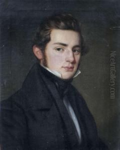 Portrait Of A Young Man Wearing A Black Frock In Three Quarter View To The Right. by Franz Seraph Stirnbrand