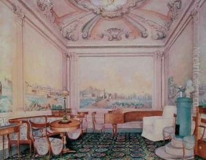 Interior of the reception room in a manor house, 1840-50s Interior of the reception room in a manor house, 1840-50s