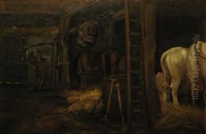 Paardenstal. by Jan Baptiste, Jan Stobbaerts