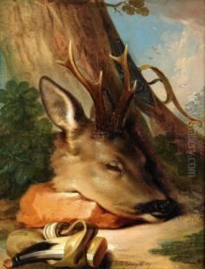Nature Morte Med Hjorthuvud by Franz Stober