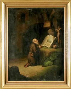 Betender, Knieender Monch Voraltem Stadttor
