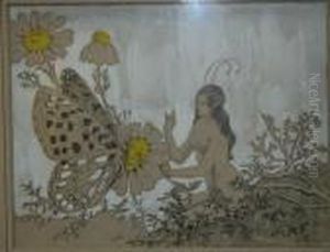 Fairy And Butterfly by Henry John Stock