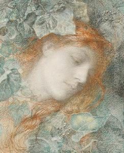 Portrait Of A Girl Surrounded By Ivy Leaves by Henry John Stock