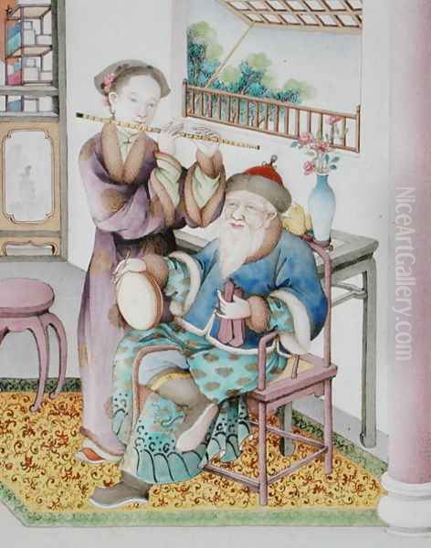 Detail from an imperial Canton panel, Qianlong period, 1736-95 - view 1
