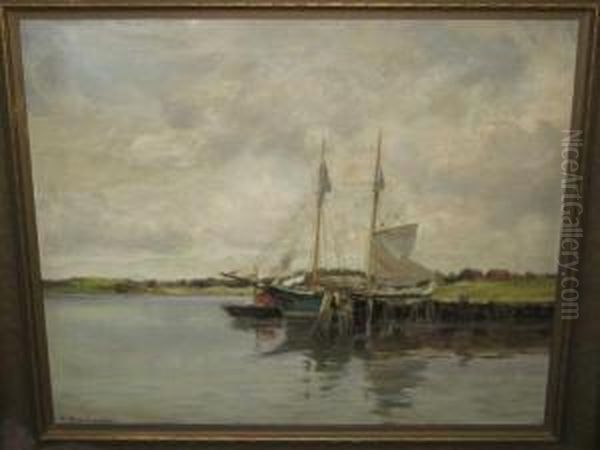 Sailboat Docked At Shore - view 1