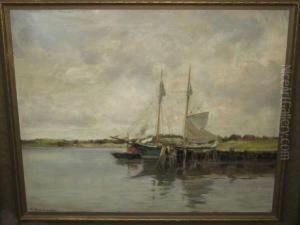 Sailboat Docked At Shore by Anton Stockmann