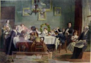 Ara , After William Powell Frith Ra , 'many Happy Returns Of The Day', Handcoloured Engraving, 61cm X 80cm, Framed