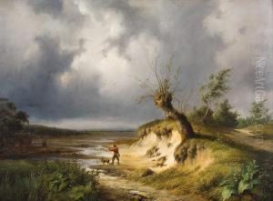 Landschap Met Jager by Ildephonse Stocquart