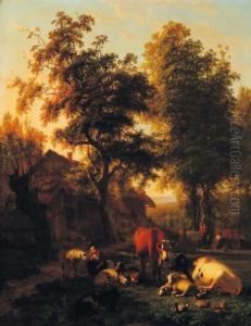 Scene De Paturage by Ildephonse Stocquart