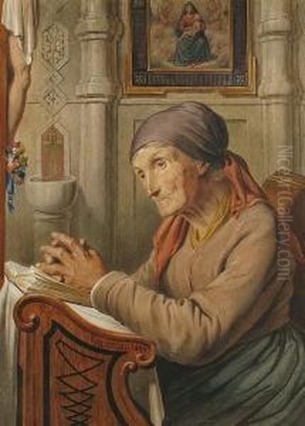 Portrait Of An Old Lady Praying - view 1