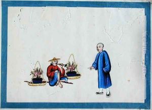 Old flower seller smoking a pipe, 1850s by Anonymous Artist