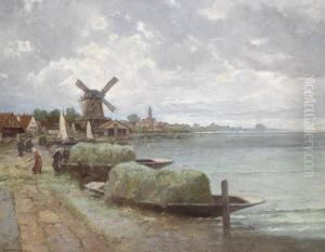 Landscape With Windmills by Konstantin Stoitzner