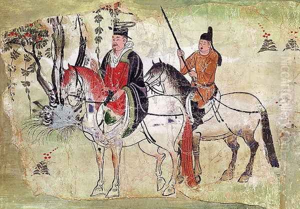 Two Horsemen in a Landscape or, The Boddhisatva and his Equerry, Tang Period - view 1