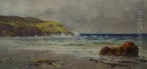 A Coastal Scene With Waves Lashing Beach