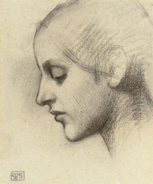 Head Study Of A Girl In Profile To The Left - view 1