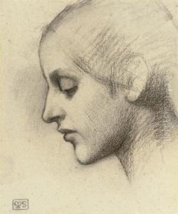 Head Study Of A Girl In Profile To The Left by Marianne Stokes