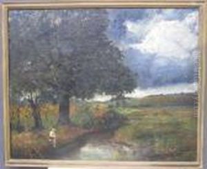Landscape With Figure Seated At A Stream by Marianne Stokes