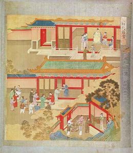 Emperor Hsuan Tsung (712-756 AD) at home, from a history of Chinese emperors
