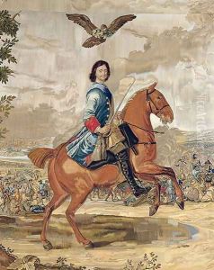Peter I 1672-1725 the Great Triumphing Over the Defeated Swedish Army at Poltava in 1709 by Anonymous Artist