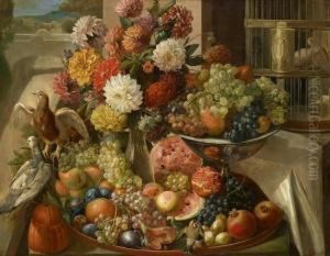 Flowers And Fruit With A Dovecote