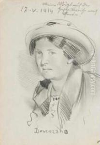 Ritratto Della Seconda Moglie Dell""""artista, Maria Stocker, In Viaggio Di Nozze Per Genova, Desenzano Ritratto Della Seconda Moglie Dell""""artista, Maria Stocker, In Viaggio Di Nozze Per Genova, Desenzano