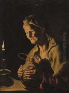 Old Woman With A Flask