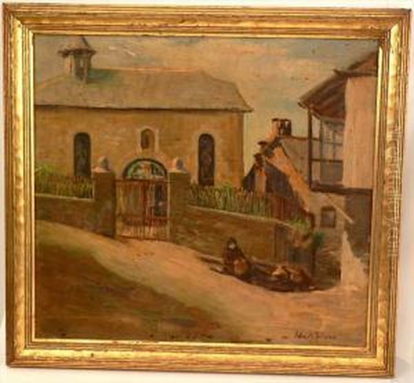 A Scene Of A California Mission With Figure - view 1