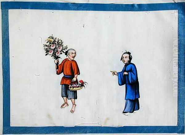 Flower seller approached by a noblewoman, 1850s - view 1