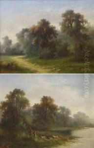 Woodland View And Figures By A River