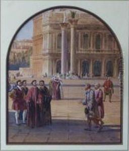 Figures In An Venetian Piazza