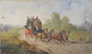 Pair Of Hunting Scenes; Pair Of Coaching Scenes