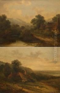 Country Landscapes With Cottages by William Stone