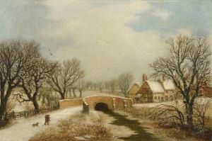 Figures In A Winter Landscape by William Stone