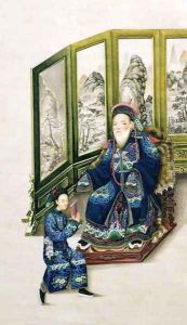 Old Man Seated with a Servant Reading by Anonymous Artist