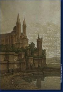 Paysage Anime A L'eglise by Franz Stoobant