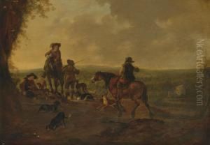 Horsemen In A Landscape by Dirck Willemsz. Stoop