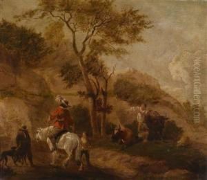 Horsemen And Shepherds In A Landscape by Dirck Willemsz. Stoop