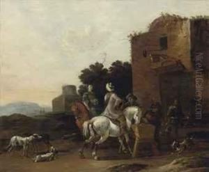 A Classical Landscape With A Hunting Party At Rest by Dirck Willemsz. Stoop