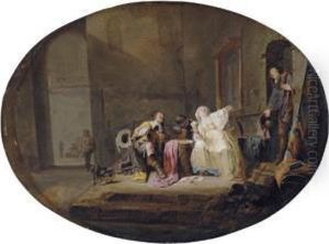 A Card Game In A Courtyard by Maerten Stoop