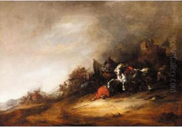 A Cavalry Engagement Before A Ruin - view 1
