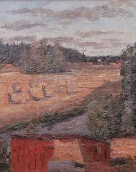 Landskap Med Hus Vid Flod - view 1