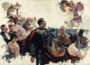 At The Performance, Harper's Bazaar Illustration by Herbert Morton Stoops