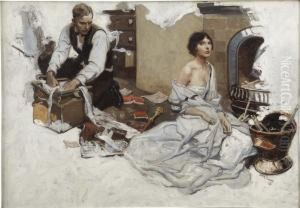 Couple At Hearth by Herbert Morton Stoops
