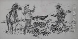 Older Cowboy Being Held At Gunpoint. by Herbert Morton Stoops