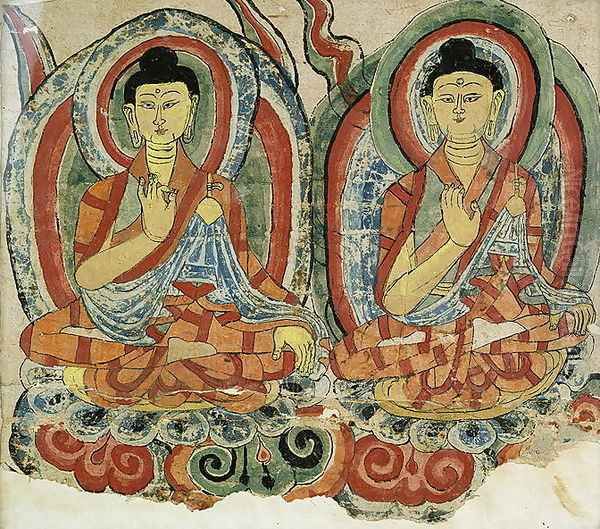 Seated Buddha Sakyamuni and Baistrajyaguru, Dunhuang - view 1