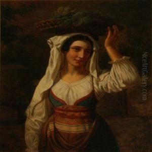 An Italian Woman With A Fruit Basket by Frederik Ludwig Storch