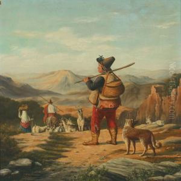 Mountain Scenery With Italian Shepherds - view 1