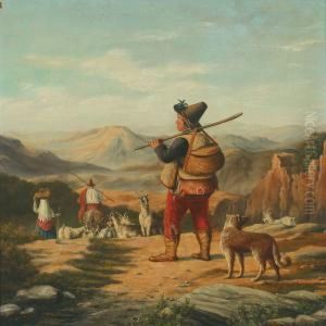 Mountain Scenery With Italian Shepherds by Frederik Ludwig Storch