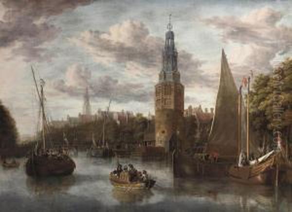 The Embarkation Of The Troops Near The Montelbaanstoren At The Oudeschans, Amsterdam, The 'scheepjesbrug' To The Left And Thezuiderkerk In The Distance - view 1