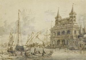 Capriccio Of A Mediterraneanharbour. by Jacobus Storck